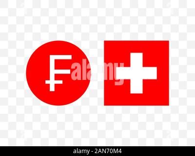Swiss franc, Flag icon. Vector illustration, flat design Stock Vector
