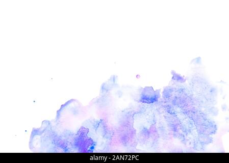 Abstract watercolor background with blue and lilac stains. Stock Photo