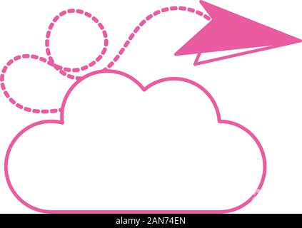 cute cloud sky with paper airplane Stock Vector