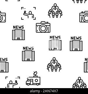 Journalist Reporter Seamless Pattern Vector Stock Vector