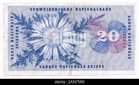 20 Swiss Francs, Old Swiss banknote, Swiss Stock Photo - Alamy