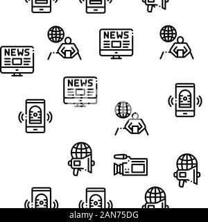 Journalist Reporter Seamless Pattern Vector Stock Vector