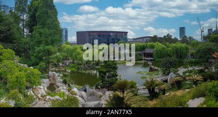 The Chinese Garden of Friendship is a Chinese garden in Chinatown, Sydney, Australia. Stock Photo