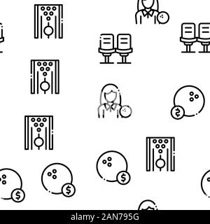 Bowling Game Tools Seamless Pattern Vector Stock Vector