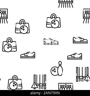 Bowling Game Tools Seamless Pattern Vector Stock Vector