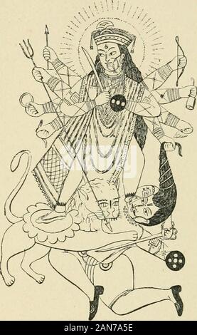Hindu mythology, Vedic and Purânic . o her ; feasting, singing, anddancing are continued throughthe greater part of the night.Her chief festival is in theautumn, but she is also wor-shipped, though not so gener-ally, in the spring. The reasonof this as taught in a Bengaliaccount of Durga is as fol-lows :—Ravana was a devoutworshipper of Durga, and had the Chandi read daily ; whentherefore Rama attacked him, the goddess assisted her servant.It was in the spring that Ravana observed her festival Rama,seeing the great help his enemy received from his devotion tothis goddess, began himself to wors Stock Photo