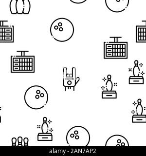 Bowling Game Tools Seamless Pattern Vector Stock Vector