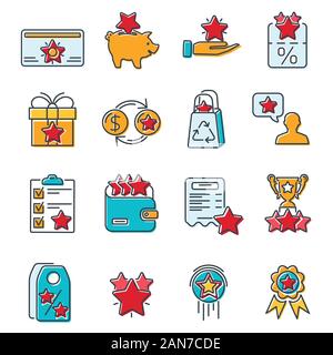 Loyalty Program Line Icons Set Stock Vector