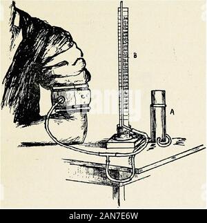 The signs of internal disease, with a brief consideration of the principal symptoms thereof . i Sphygmomanometer. -viue of simple palpation. By its use records can be made of dailyvariations during the course of disease andoperations, as well as the^ascertaining of immediate results from taking medicine, food, anddrink. A number of these instruments have been devised, some supposedto measure the systolic pressure of the artery, by recording the amountof foi-ee required to obliterate the pulse, others to measure diastolicpressure. The recorders are of two kinds, manometers, or mercurialcolumns, Stock Photo
