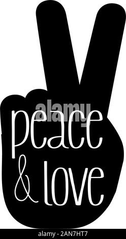 Hand Peace Vector Icon, Hand Symbol Icon. black and white Stock Vector