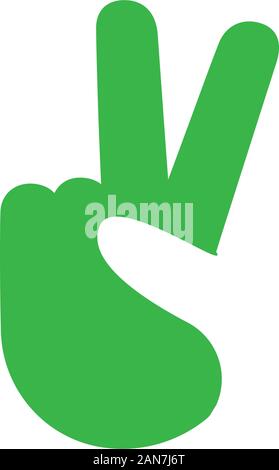 Hand Peace Vector Icon, Hand Symbol Icon, green color Stock Vector