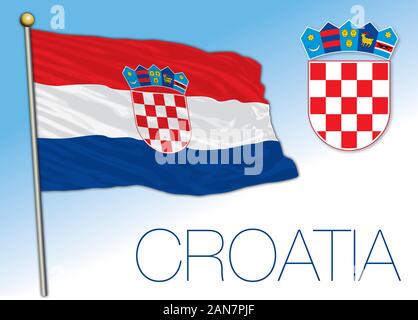 Croatia official national flag and coat of arms, European Union, vector illustration Stock Vector