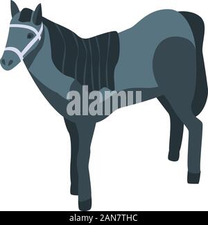 Black sport horse icon, isometric style Stock Vector