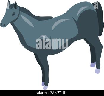 Black horse icon, isometric style Stock Vector