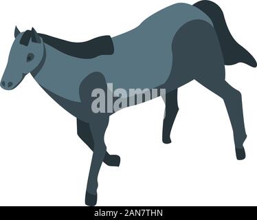 Black small horse icon, isometric style Stock Vector