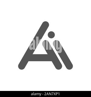 Initial lowercase letter ai, logo, gradient vibrant colorful glossy colors on white background. EPS 10 Stock Vector