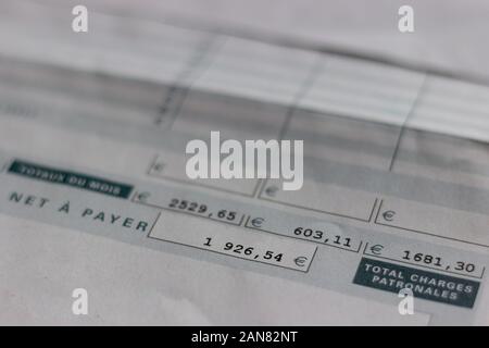 Bulletin De Paie Fiche De Salaire Stock Photo Alamy