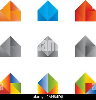 Set of Icons and Logos of Houses in Multiple Colors Stock Vector