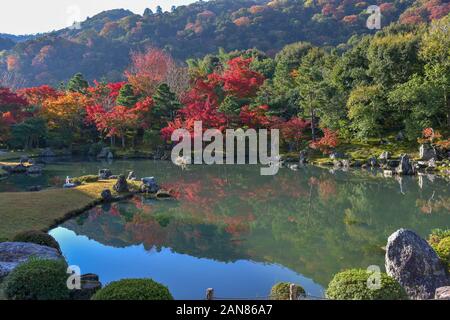 Sogen pond garden of Tenryu ji in Kyoto, Japan Stock Photo