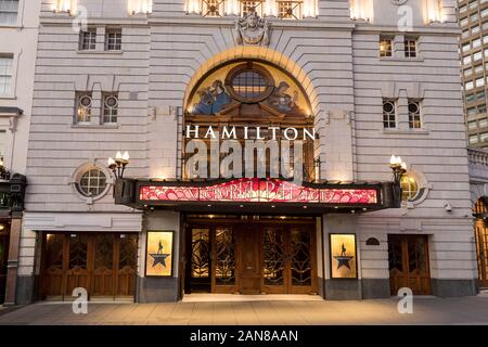 LONDON - DECEMBER 03, 2019: Hamilton at the Victoria Palace Theatre in London Stock Photo