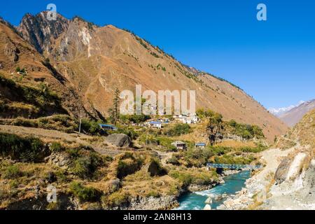 River valley in Dolpo western Nepal on the Lower Dolpo trek near the village of Dunai Stock Photo