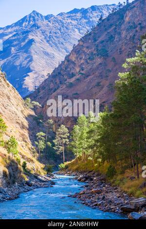 River valley in Dolpo western Nepal on the Lower Dolpo trek near the village of Dunai Stock Photo