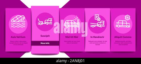 Tow Truck Transport Onboarding Elements Icons Set Vector Stock Vector