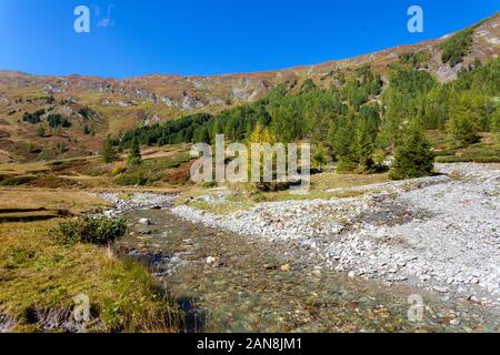 The upper course of the Mur (Mura) River in Austrian Alps Stock Photo