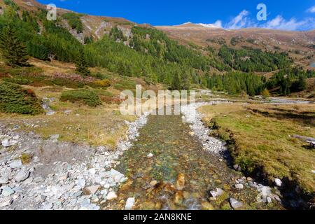 The upper course of the Mur (Mura) River in Austrian Alps Stock Photo