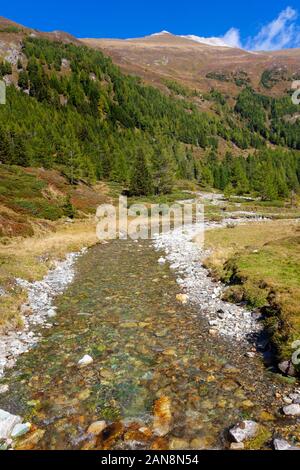 The upper course of the Mur (Mura) River in Austrian Alps Stock Photo