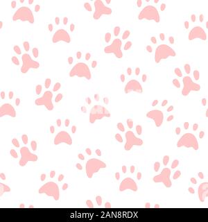 Cat footprints collection - flat design style seamless background Stock Vector