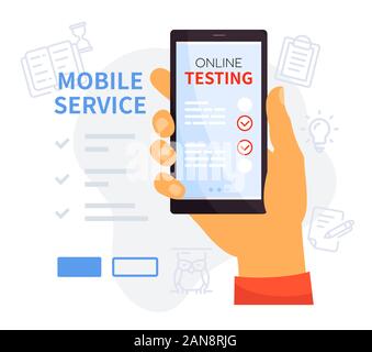 Online testing mobile service - colorful vector illustration Stock Vector