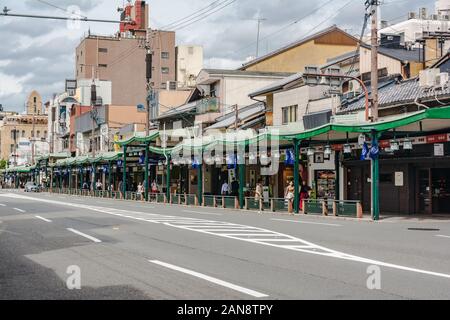 Kyoto, Japan, Asia - September 5, 2019 : Houses in Shijo Street in Gion Ward Stock Photo