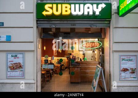 American sandwich fast food restaurant franchise Subway store seen in Spain Stock Photo