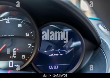 Dashboard console or Tachometer of Luxury cars Stock Photo