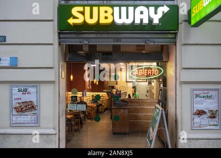 Spain. 12th Jan, 2020. American sandwich fast food restaurant franchise Subway store seen in Spain Credit: Budrul Chukrut/SOPA Images/ZUMA Wire/Alamy Live News Stock Photo