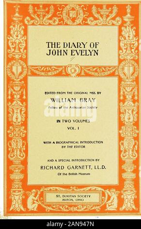 The diary of John Evelyn; . annual custom. 31st December, 1664. Set my affairs in order, gave Godpraise for His mercies the past year, and prepared forthe reception of the Holy Sacrament, which I partook ofthe next day, after hearing our minister on the 4th ofGalatians, verses 4, 5, of the mystery of our BlessedSaviors Incarnation.. COPVRIOMT, 1901 f M. WALTER DUNNE, ILLUSTRATIONS VOLUME I. Charles I. in Prison Frontispiece Photogravure after De La Roche. Lord William Russell Taking Leave of His Children, 1683. 180Photogravure after a painting by Bridges. Oliver Cromwell Dictating to John Milt Stock Photo