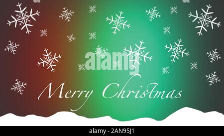 Merry Christmas Vector with sowflakes and a sky similar to the Aurora Borealis/Australis Stock Photo