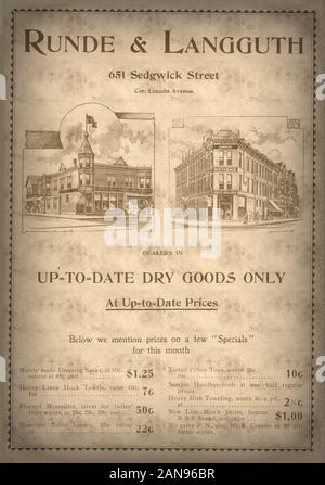 Vintage Advertisement Page from the Early 1900's Shoes, Hats, Dry Cleaners Stock Photo