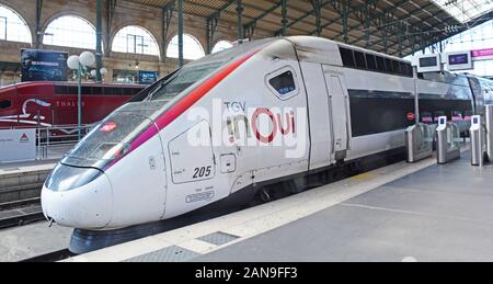 Tgv train in North railway station, Paris France Stock Photo