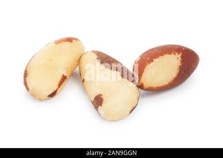 Studio shot of peeled Brazil Nuts isolated on a white background Stock Photo