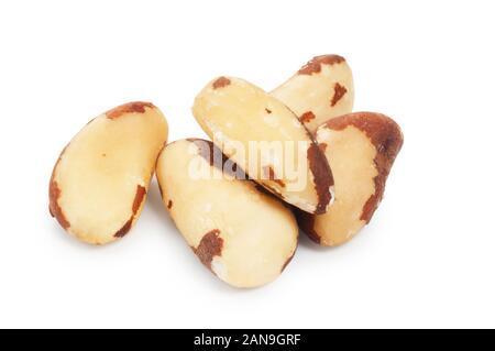 Studio shot of peeled Brazil Nuts isolated on a white background Stock Photo