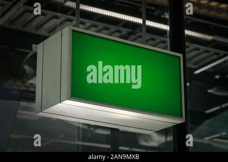 blank sign on airport ceiling isolated mock-up sign Stock Photo