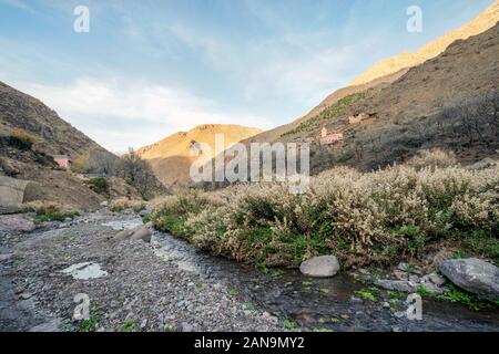 Small berber village located high in Atlas mountains, Morocco Stock Photo