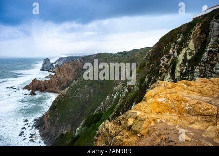 Beautiful cliffs in the most western part of Europe, Cabo da Roca and Praia da Ursa, Portugal Stock Photo