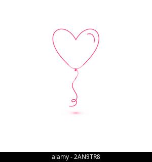 Heart balloon isolated single linear icon for websites and mobile minimalistic flat design. Stock Vector