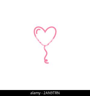 Heart balloon isolated single linear icon for websites and mobile minimalistic flat design. Stock Vector
