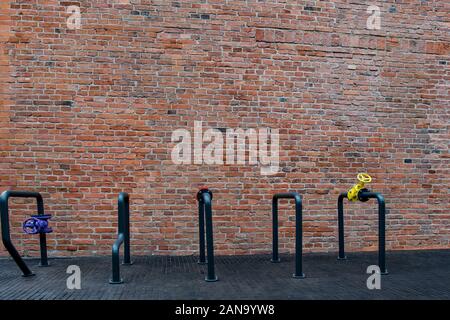 The urban landscape parking space for bicycles Stock Photo