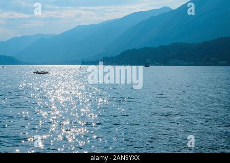 Beautiful view of Como Lake or Lago di Como, popular tourist attraction in Lombardy, Northern Italy.