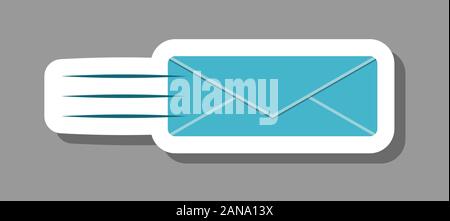 Mail send icon that symbolizes correspondence and message. All the objects, shadows and background are in different layers. Stock Vector